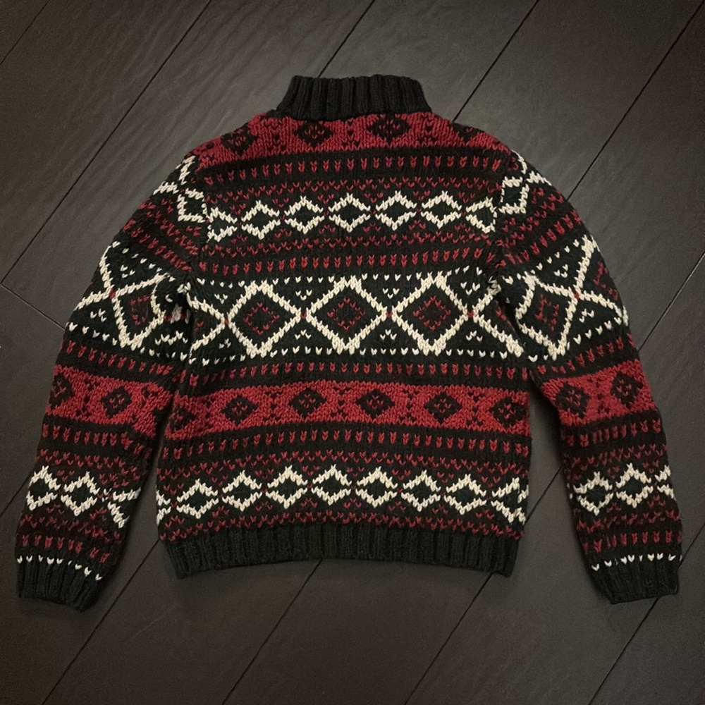 Janie & Jack heavy red, navy & white winter print button neck sweater sz 5T EUC - Picture 4 of 4